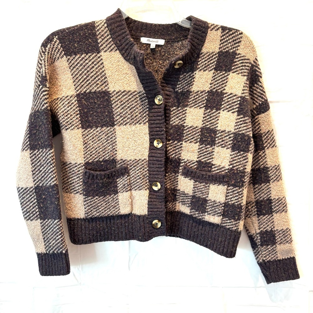 NWOT Madewell Plaid-Mix Colburne Cardigan Sweater Coziest Textured Yarn SZ XS - Picture 12 of 12